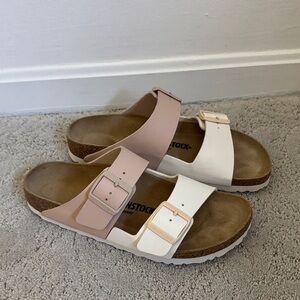 Birkenstock Two-Tone Sandals - White and Pink